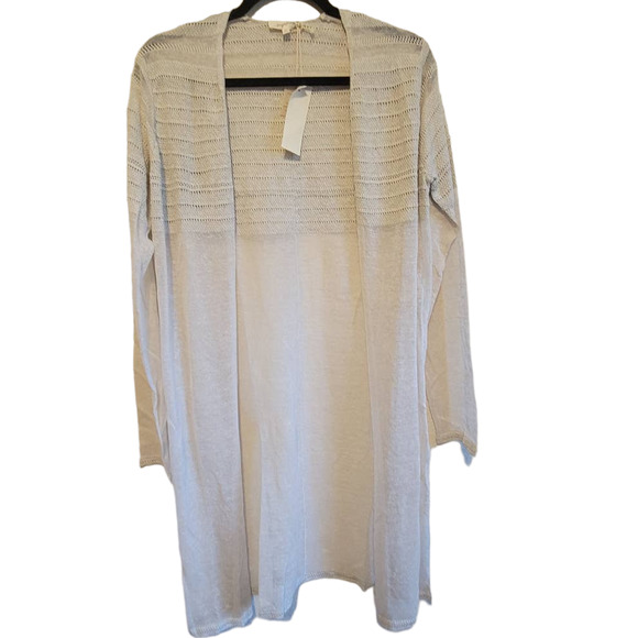 Mystree Womens Knit Cardigan Open Front Shawl Wrap Natural Beige Small - Picture 1 of 3